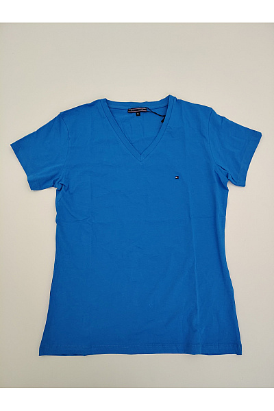TOMMY HILFIGER Dámské modré bavlněné tričko s krátkým rukávem basic Vel. XL | TOMMY HILFIGER | obrázek 2