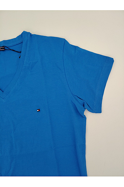 TOMMY HILFIGER Dámské modré bavlněné tričko s krátkým rukávem basic Vel. XL | TOMMY HILFIGER | obrázek 5