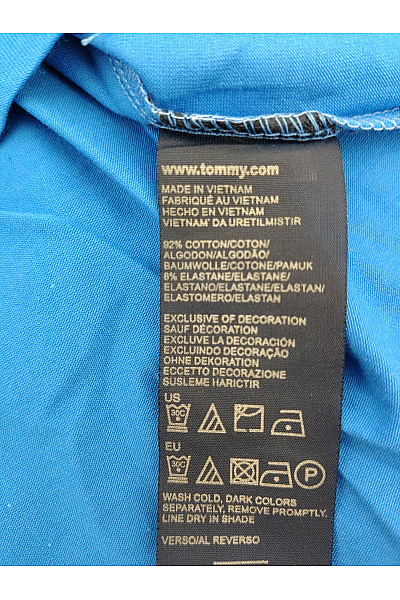 TOMMY HILFIGER Dámské modré bavlněné tričko s krátkým rukávem basic Vel. XL | TOMMY HILFIGER | obrázek 6