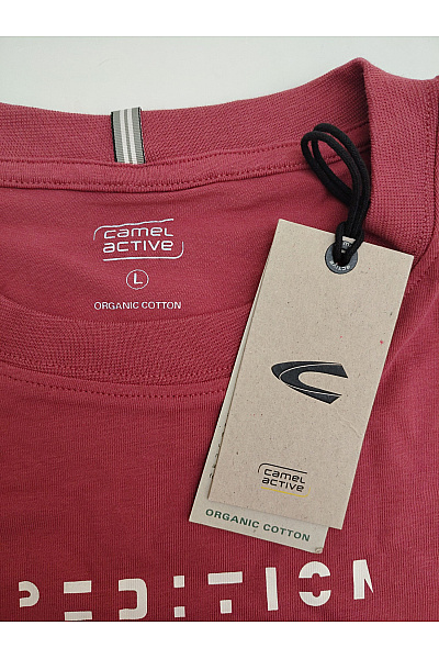 Camel active Červené bavlněné pánské tričko s krátkým rukávem a nápisem Velikost L | camel active | obrázek 4