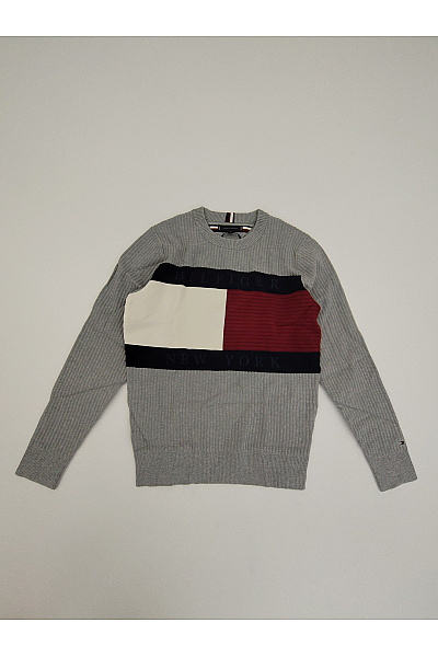TOMMY HILFIGER Šedý pletený žebrovaný pulovr přes hlavu Vel. S | TOMMY HILFIGER | obrázek 2