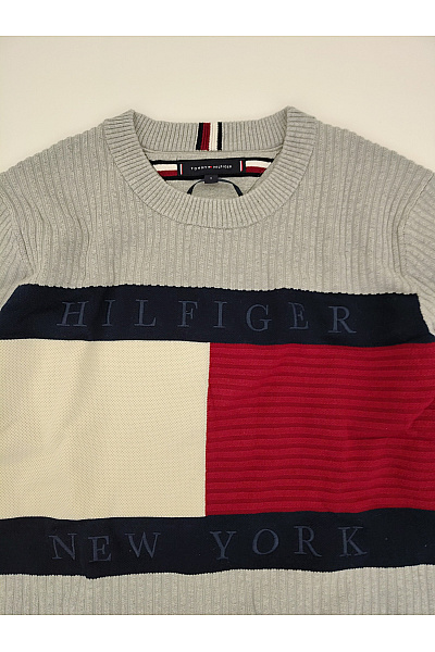 TOMMY HILFIGER Šedý pletený žebrovaný pulovr přes hlavu Vel. S | TOMMY HILFIGER | obrázek 3