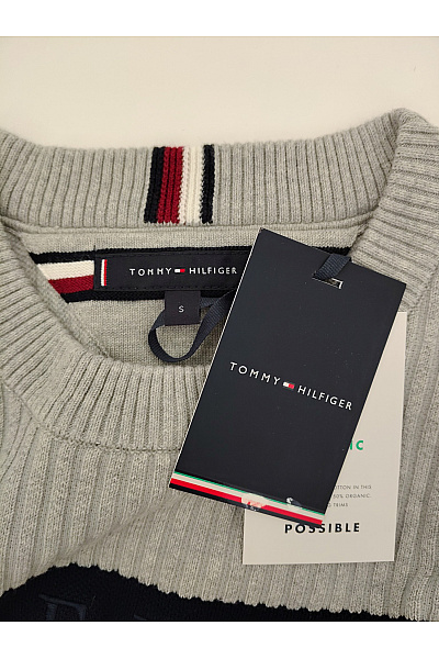 TOMMY HILFIGER Šedý pletený žebrovaný pulovr přes hlavu Vel. S | TOMMY HILFIGER | obrázek 8