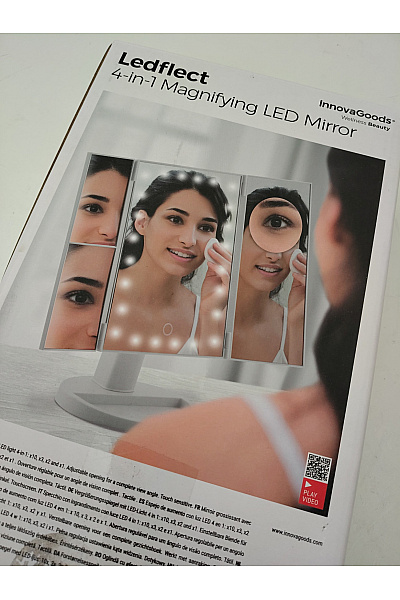 Šedé kosmetické zrcadlo se stojánkem a LED osvětlením | Unimoda | obrázek 4