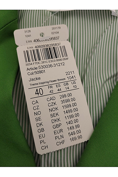 GERRY WEBER Zelené bavlněné sako jednořadé ležérní Velikost DE 40 | GERRY WEBER | obrázek 7