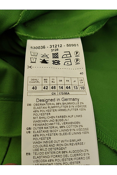 GERRY WEBER Zelené bavlněné sako jednořadé ležérní Velikost DE 40 | GERRY WEBER | obrázek 8