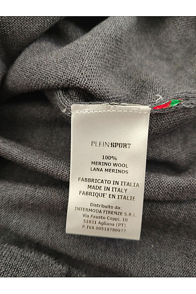 PLEIN SPORT Šedý vlněný pulovr s dlouhým rukávem Vel. L | PLEIN SPORT | obrázek 5