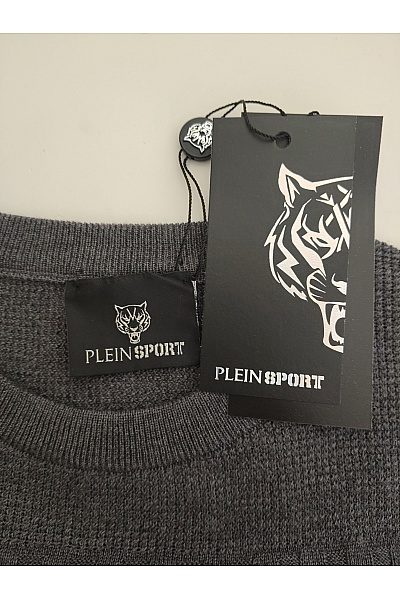 PLEIN SPORT Šedý vlněný pulovr s dlouhým rukávem Vel. L | PLEIN SPORT | obrázek 6