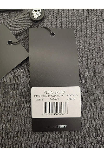 PLEIN SPORT Šedý vlněný pulovr s dlouhým rukávem Vel. L | PLEIN SPORT | obrázek 7