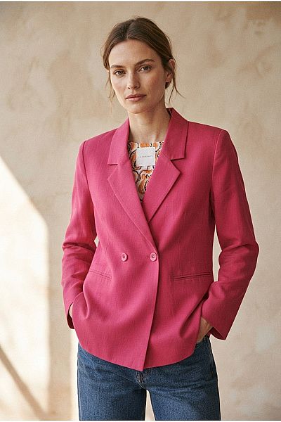 RICH&ROYAL Růžové Dvouřadé Dámské Sako Elegantní Business