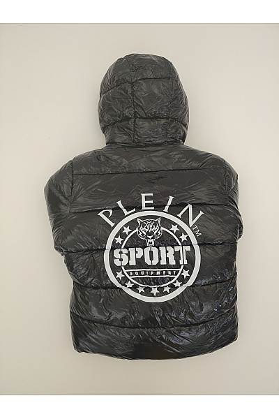 PLEIN SPORT Černá prošívaná zimní bunda s kapucí a beránkem oboustranná Vel. IT 46 | PLEIN SPORT | obrázek 7