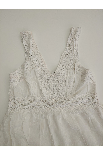 Bílé bavlněné letní šaty na ramínka boho | Unimoda | obrázek 4