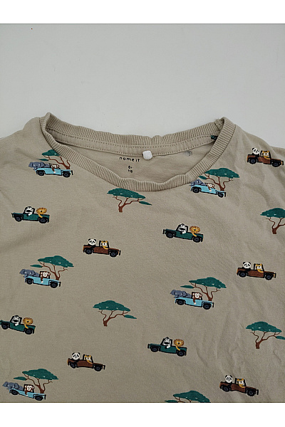 Name It Bavlněné chlapecké tričko khaki s potiskem safari Vel. EU 116 | Name It | obrázek 3