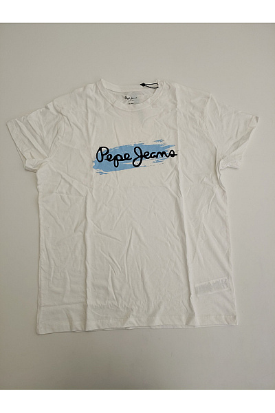 Pepe Jeans Bílé bavlněné tričko s krátkým rukávem a nápisem | Pepe Jeans | obrázek 2