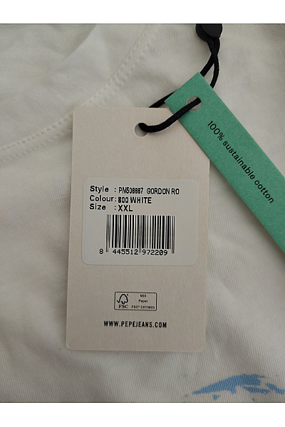 Pepe Jeans Bílé bavlněné tričko s krátkým rukávem a nápisem | Pepe Jeans | obrázek 8