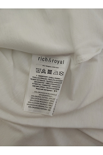 RICH&ROYAL Bílé bavlněné dámské tričko s krátkým rukávem a nápisem Vel. EU M | RICH&ROYAL | obrázek 5
