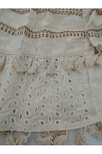 Béžová bavlněná boho halenka s výstřihem do V a zvonovými rukávy Velikost S | Unimoda | obrázek 3