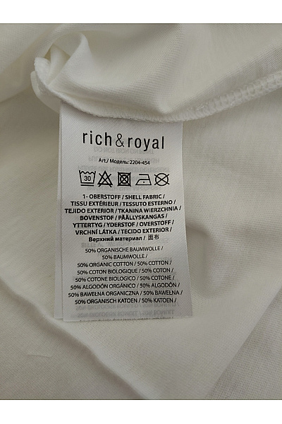 RICH&ROYAL Bílé bavlněné dámské tričko s krátkým rukávem a nápisem Vel. EU M | RICH&ROYAL | obrázek 7