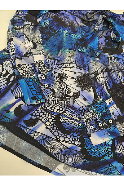 DESIGUAL Modrá vzorovaná halenka s dlouhým rukávem a mašlí Vel. EU S | DESIGUAL | obrázek 4