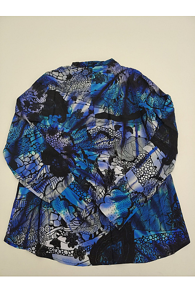 DESIGUAL Modrá vzorovaná halenka s dlouhým rukávem a mašlí Vel. EU S | DESIGUAL | obrázek 5