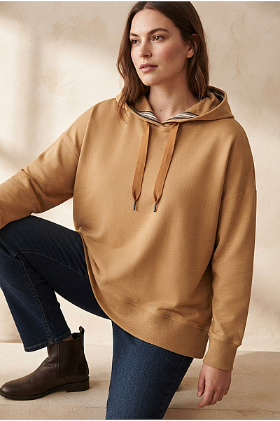 Camel Active Bavlněná Dámská Oversized Mikina S Kapucí Hnědá Velikost XXL