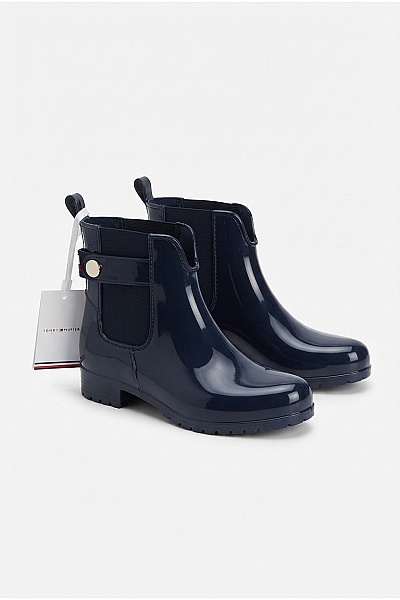 TOMMY HILFIGER Dámské Kotníkové Gumové Holínky Chelsea Vel. EU 37