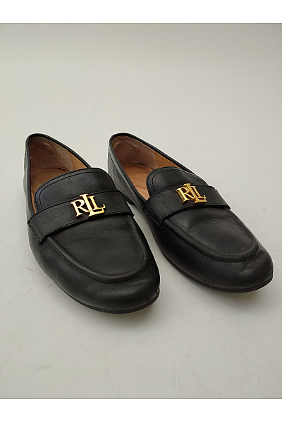 Ralph Lauren Černé kožené polobotky nazouvací elegantní vycházkové Vel. US 8 | Ralph Lauren | obrázek 2