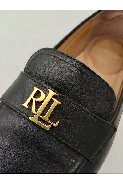 Ralph Lauren Černé kožené polobotky nazouvací elegantní vycházkové Vel. US 8 | Ralph Lauren | obrázek 8