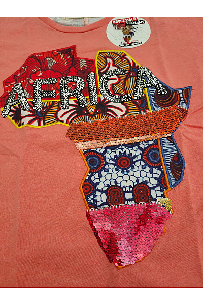 DESIGUAL Dívčí bavlněné tričko s potiskem Afriky volné Velikost EU 9/10 | DESIGUAL | obrázek 3