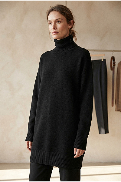 Josefine Dámský černý Kašmírový Rolák Oversized