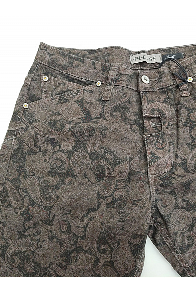 Please Hnědé dámské džíny s paisley vzorem rovné | Please | obrázek 4