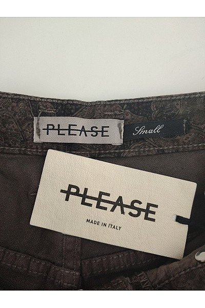 Please Hnědé dámské džíny s paisley vzorem rovné | Please | obrázek 6