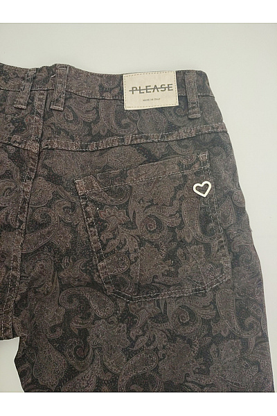 Please Hnědé dámské džíny s paisley vzorem rovné | Please | obrázek 9