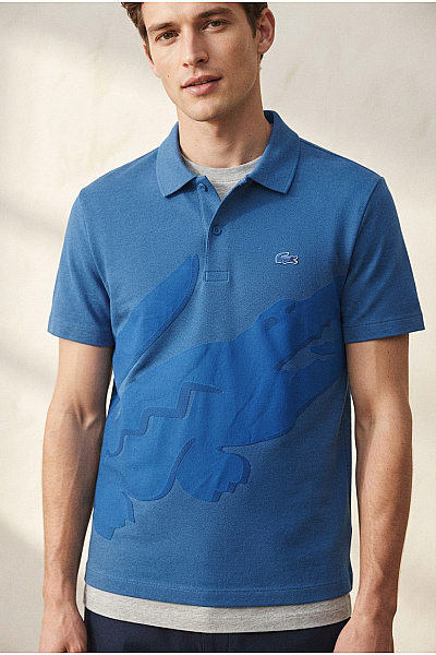 LACOSTE Pánské Bavlněné Polo Tričko S Krátkým Rukávem A Potiskem Vel. M