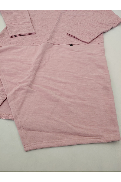 Be wear Růžové bavlněné šaty s dlouhým rukávem asymetrické úpletové Vel. L/XL | Be wear | obrázek 3