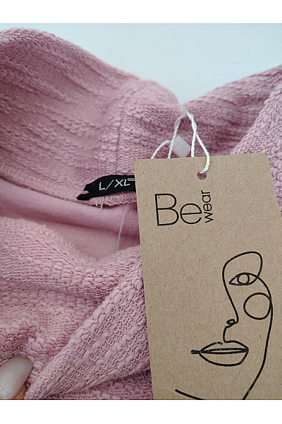 Be wear Růžové bavlněné šaty s dlouhým rukávem asymetrické úpletové Vel. L/XL | Be wear | obrázek 7