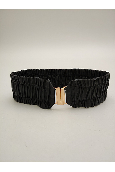 Černý široký elastický pásek se zlatou sponou | Unimoda | obrázek 2