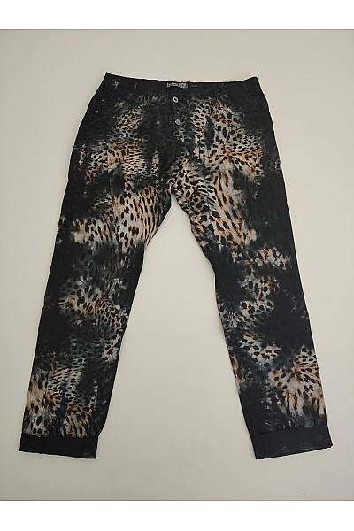 Please Bavlněné dámské džíny s leopardím potiskem na knoflíky | Please | obrázek 2