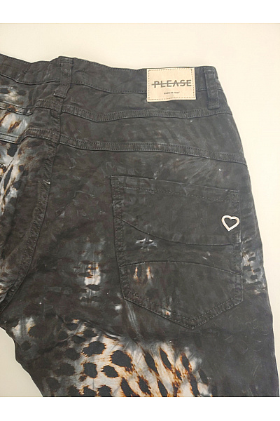 Please Bavlněné dámské džíny s leopardím potiskem na knoflíky | Please | obrázek 9