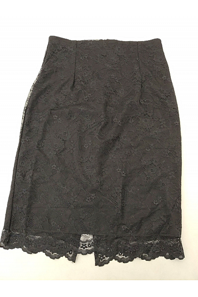 Černá krajková pouzdrová sukně midi s rozparkem Vel. XS | Unimoda | obrázek 2