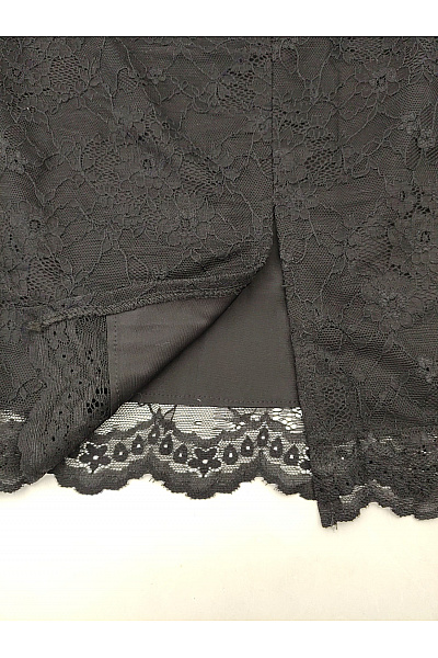 Černá krajková pouzdrová sukně midi s rozparkem Vel. XS | Unimoda | obrázek 5