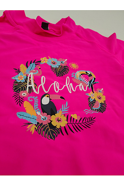 Color Kids Dívčí růžové plavkové tričko s krátkým rukávem a motivem Aloha Velikost EU 128 | Color Kids | obrázek 4