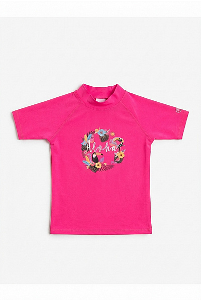 Color Kids Dívčí Růžové Plavkové Tričko S Krátkým Rukávem A Motivem Aloha Velikost EU 128