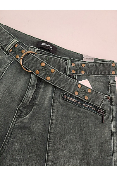 DESIGUAL Dámské khaki džíny s kapsami a zipy Vel. EU 44 | DESIGUAL | obrázek 6
