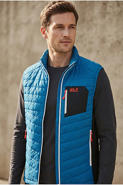 Jack Wolfskin Modrá Prošívaná Zateplená Sportovní Vesta Bez Rukávů Vel. M