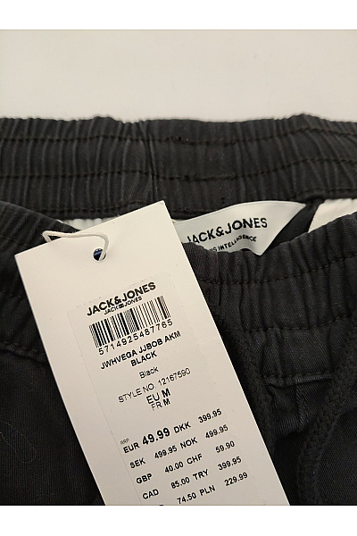 JACK & JONES Černé bavlněné jogger tepláky s kapsami Velikost EU M | JACK & JONES | obrázek 5