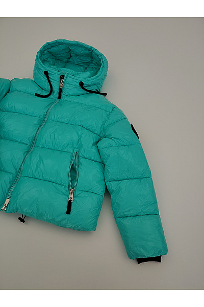 PLEIN SPORT Zelená prošívaná puffer bunda s kapucí Velikost IT 48 | PLEIN SPORT | obrázek 3