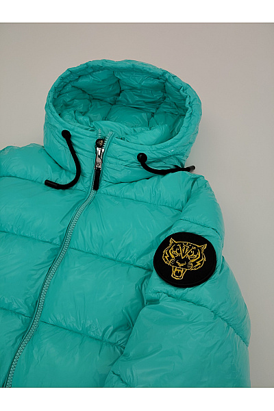 PLEIN SPORT Zelená prošívaná puffer bunda s kapucí Velikost IT 48 | PLEIN SPORT | obrázek 4