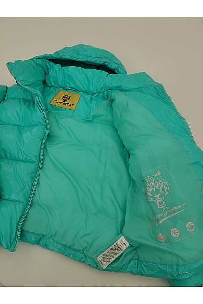 PLEIN SPORT Zelená prošívaná puffer bunda s kapucí Velikost IT 48 | PLEIN SPORT | obrázek 6