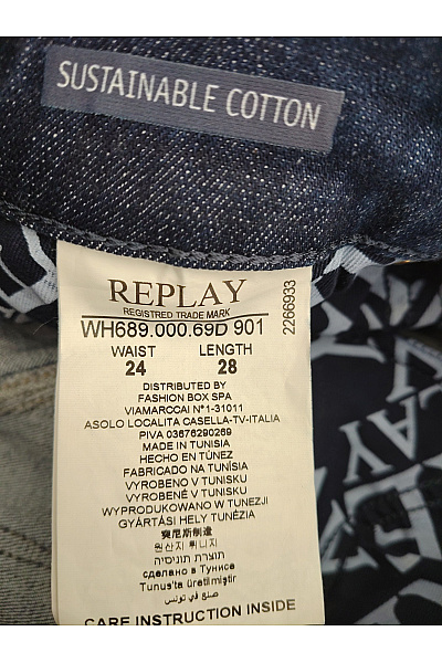 REPLAY Dámské modré skinny džíny s vysokým pasem Velikost 24/28 | REPLAY | obrázek 9